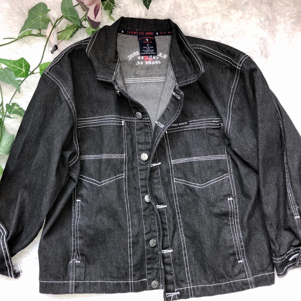 vintage denim polo jacket